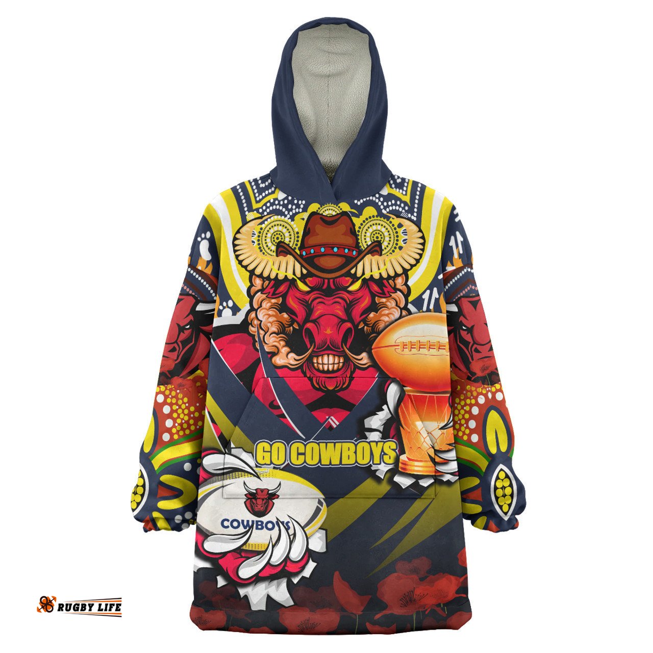 North Queensland Cowboys Premierships Snug Hoodie - Custom "Go North Queensland Cowboys!" Champion Claw Scratch Culture Oodie Blanket