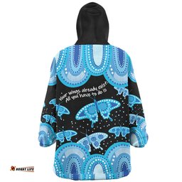 Australia Snug Hoodie - Aboriginal Blue Butterflies Art Inspired