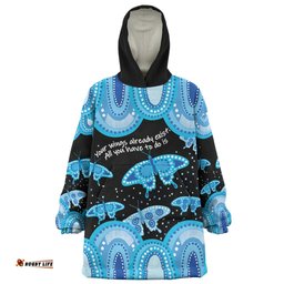 Australia Snug Hoodie - Aboriginal Blue Butterflies Art Inspired