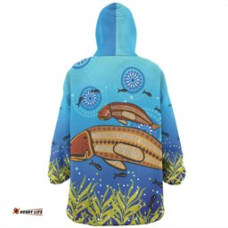 Australia Aboriginal Snug Hoodie - Mother And Baby Dugong Aboriginal Art Inspired Snug Hoodie