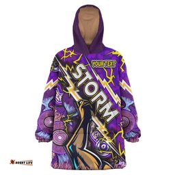 storm rugby snug hoodie custom storm thunder with aboriginal dot painting pattern oodie blanket
