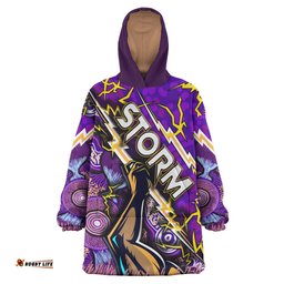 storm rugby snug hoodie custom storm thunder with aboriginal dot painting pattern oodie blanket