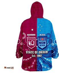 qld maroons and nsw blues rugby wearable blanket hoodie state of origin indigenous