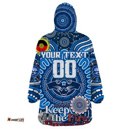 custom geelong cats naidoc week 2024 wearable blanket hoodie mascot football dt02