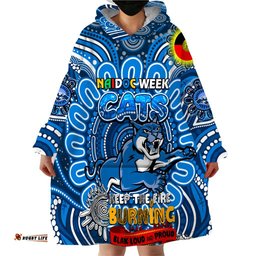 custom geelong cats naidoc week 2024 wearable blanket hoodie mascot football dt02