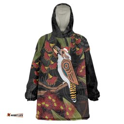 australia indigenous christmas wearable blanket hoodie kookaburra aboriginal