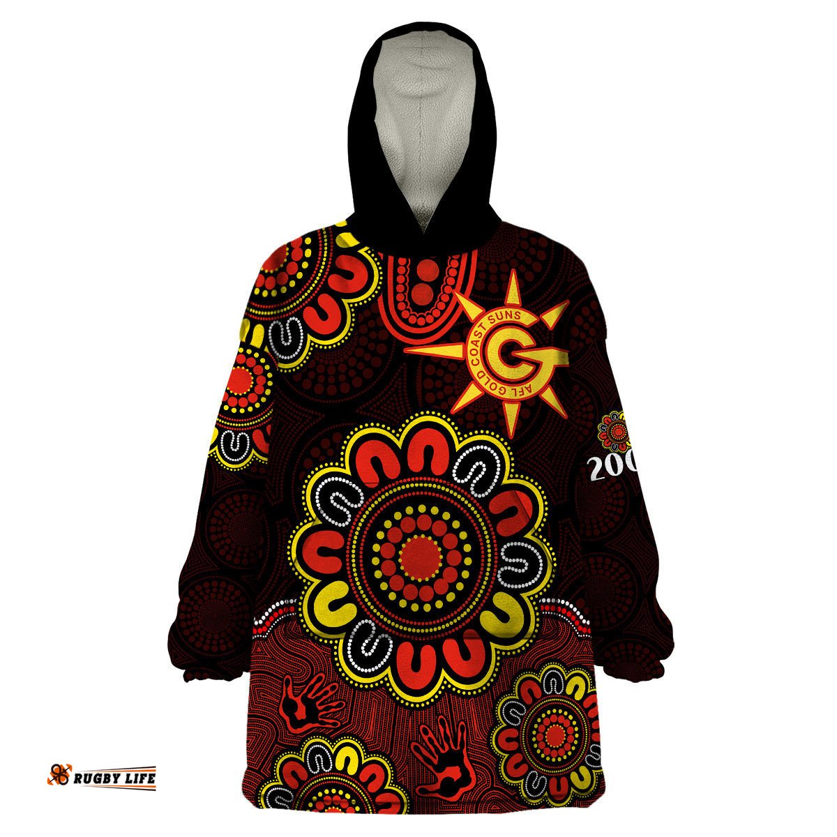 afl gold coast suns 2009 aboriginal red style wearable blanket hoodie