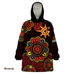afl gold coast suns 2009 aboriginal red style wearable blanket hoodie