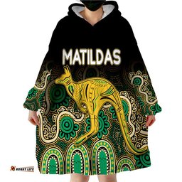personalised australia soccer wearable hoodie blanket world cup matildas with kangaroo