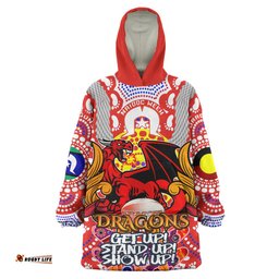 stgeorge rugby naidoc week snug hoodie custom indigenous dragons get up stand up show up oodie blanket