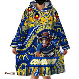 custom australia naidoc week 2024 wearable blanket hoodie cowboys mascot keep the fire burning dt02