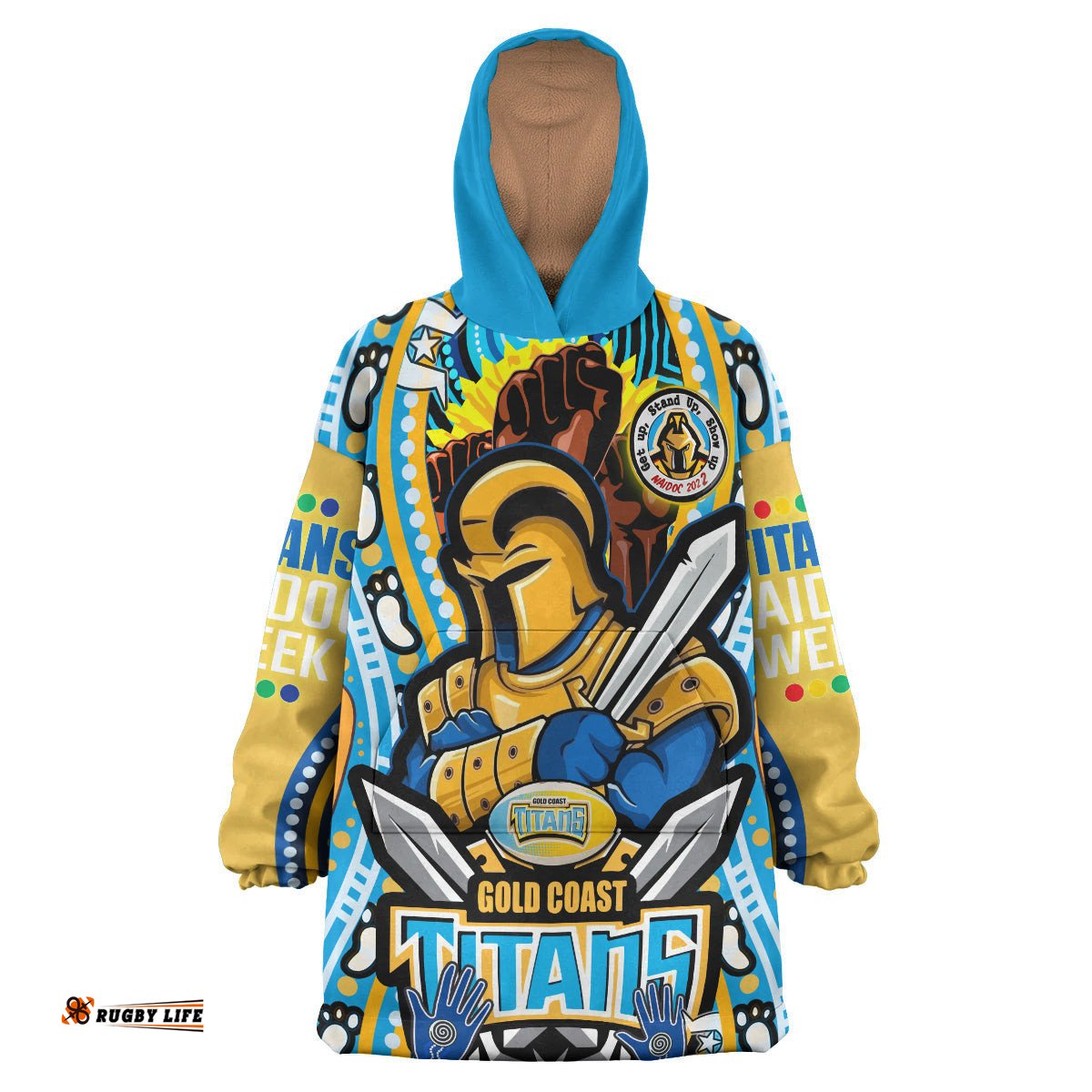 titans rugby naidoc week aboriginal snug hoodie gold coast titans rugby ball get up stand up show up oodie blanket