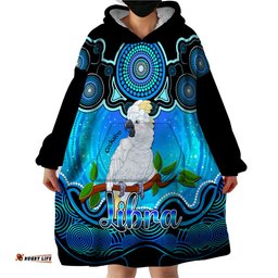 personalised australia libra cockatoo zodiac wearable blanket hoodie auz astrology aboriginal aqua