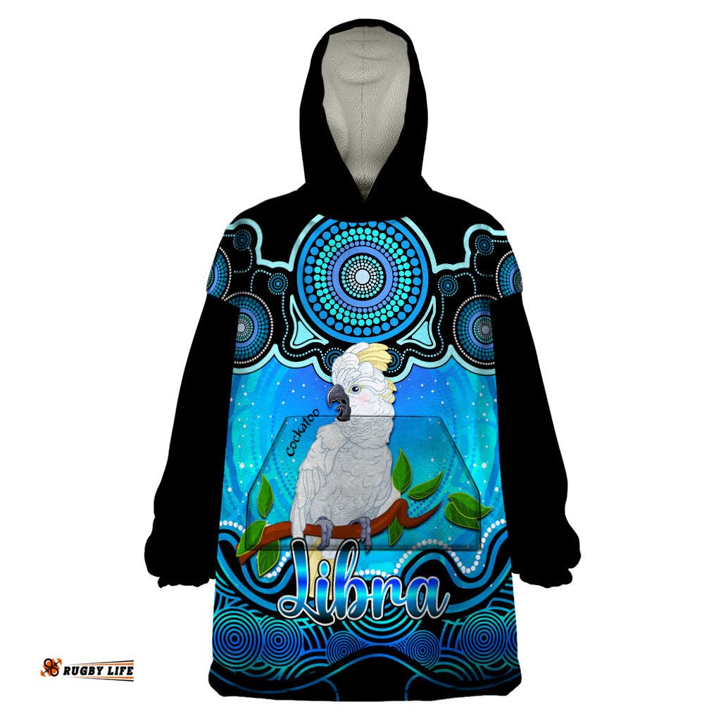 personalised australia libra cockatoo zodiac wearable blanket hoodie auz astrology aboriginal aqua
