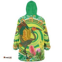 Australia Aboriginal Snug Hoodie - Brolga Bird Dancing With Australia Native Flowers V2 Snug Hoodie