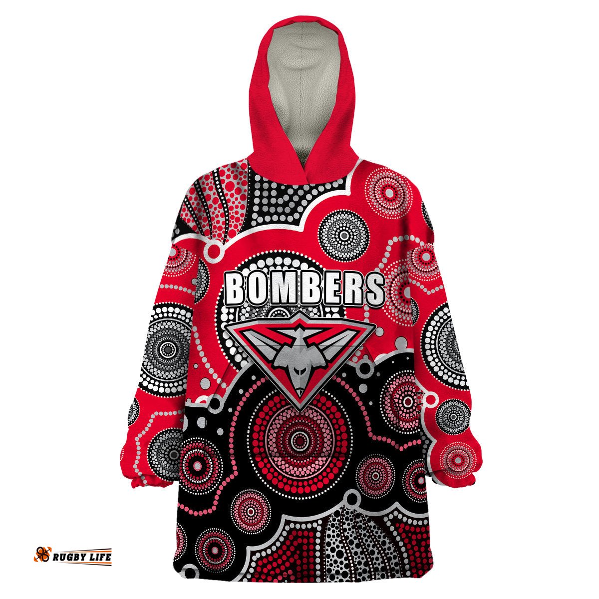 custom personalised and number bombers afl wearable blanket hoodie aboriginal patterns