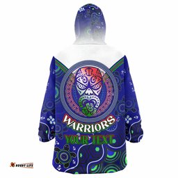 warriors rugby snug hoodie custom warriors aboriginal dot art vector painting with turtle oodie blanket