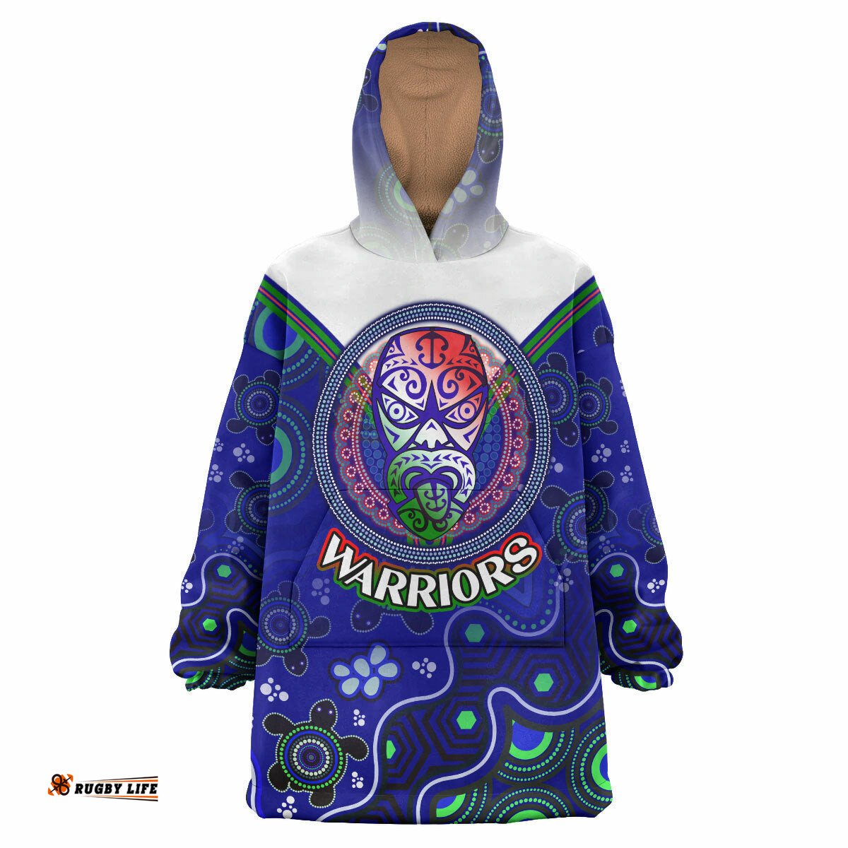 warriors rugby snug hoodie custom warriors aboriginal dot art vector painting with turtle oodie blanket