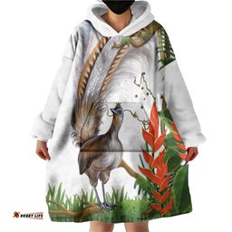 australia superb lyrebird wearable blanket hoodie aussie map rainforest vibes