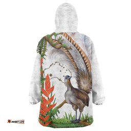 australia superb lyrebird wearable blanket hoodie aussie map rainforest vibes