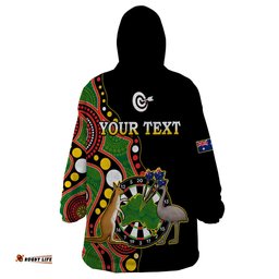 custom personalised australia darts indigenous art mix kangaroo and emu wearable blanket hoodie