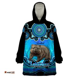 personalised australia taurus wombat zodiac wearable blanket hoodie auz astrology aboriginal aqua