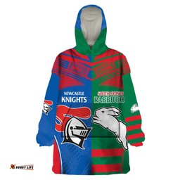 custom knights and rabbitohs rugby wearable blanket hoodie sporty style