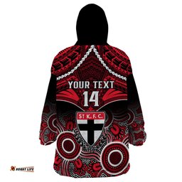 personalised st kilda football wearable blanket hoodie saints aboriginal mix polynesian pattern