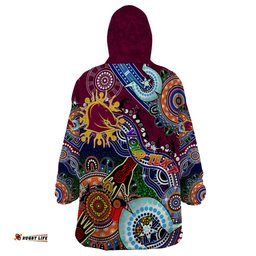 personalised broncos naidoc week 2024 wearable blanket hoodie australia aboriginal dot painting dt02