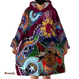 personalised broncos naidoc week 2024 wearable blanket hoodie australia aboriginal dot painting dt02