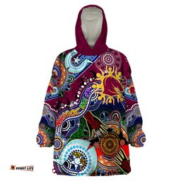 personalised broncos naidoc week 2024 wearable blanket hoodie australia aboriginal dot painting dt02