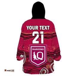 custom personalised qld maroons rugby wearable blanket hoodie indigenous