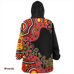 Australia Snug Hoodie Aboriginal Indigenous Dot Painting Red And Black