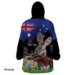personalised australia easter day wearable blanket hoodie aussie bilby aboriginal art