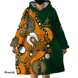 custom text and number wallabies rugby naidoc wearable blanket hoodie aboriginal camouflage lest we forget