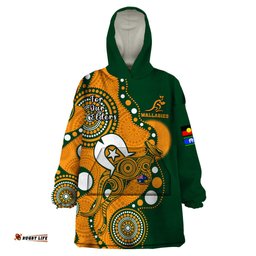custom text and number wallabies rugby naidoc wearable blanket hoodie aboriginal camouflage lest we forget