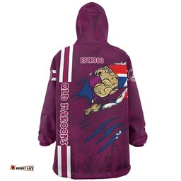 Queensland Maroons Snug Hoodie - Happy Australia Day Flag Scratch Style