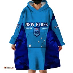 nsw rugby wearable blanket hoodie go blues camouflage sporty style