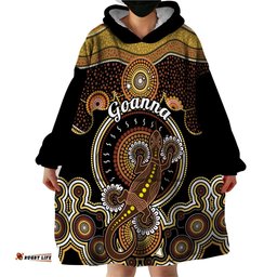 personalised australian astrology wearable blanket hoodie aboriginal goanna zodiac sign