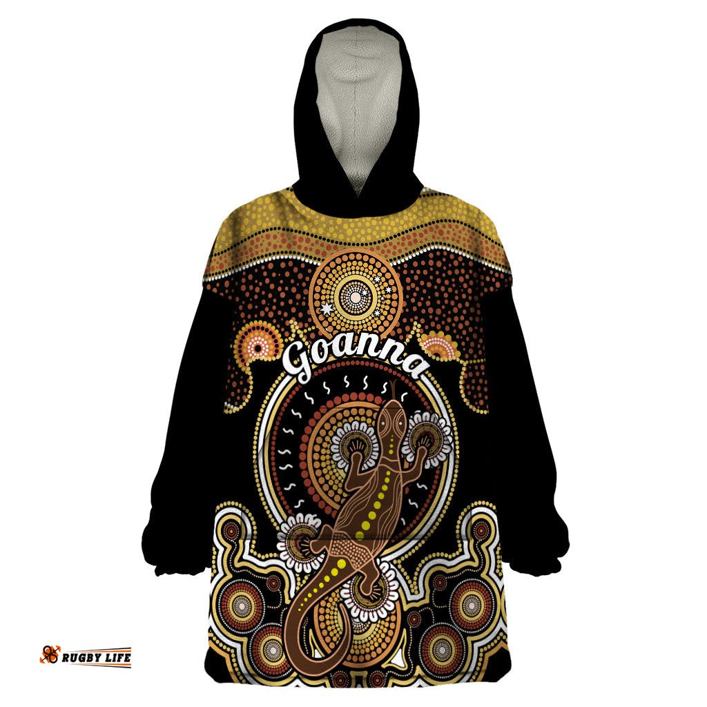 personalised australian astrology wearable blanket hoodie aboriginal goanna zodiac sign