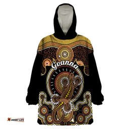 personalised australian astrology wearable blanket hoodie aboriginal goanna zodiac sign