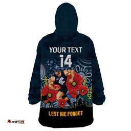 custom blues football anzac wearable blanket hoodie gallipoli camouflage with poppies