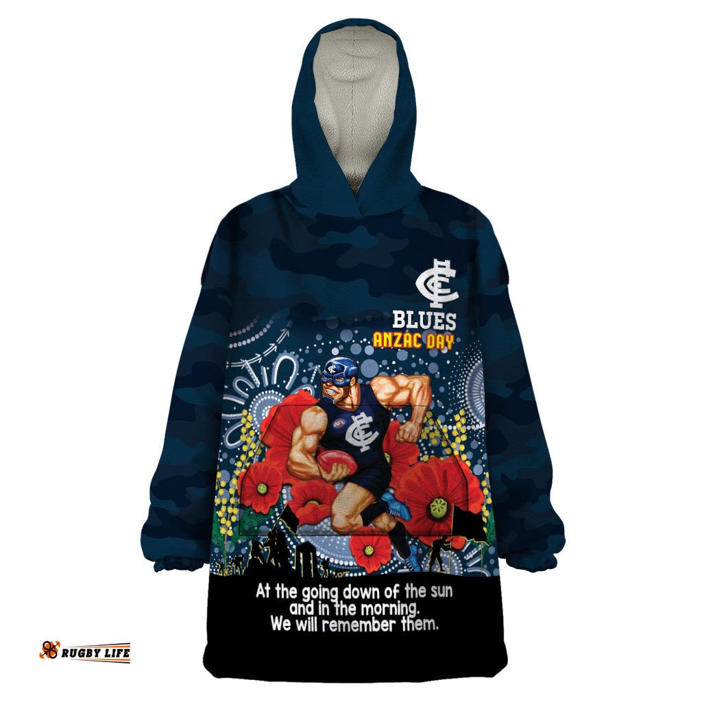 custom blues football anzac wearable blanket hoodie gallipoli camouflage with poppies