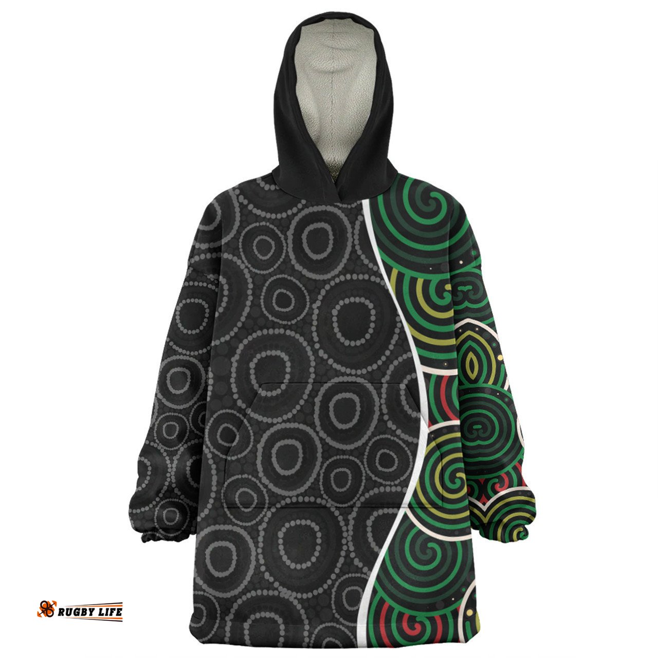 Australia Aboriginal Snug Hoodie - Green Dot Art Circle Pattern From Aboriginal Art Snug Hoodie