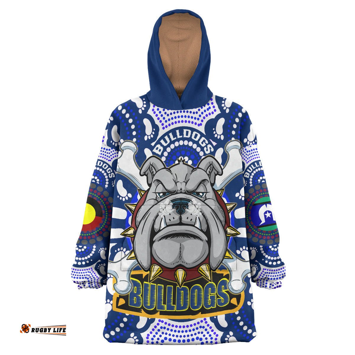 bulldogs rugby snug hoodie canterbury bankstown super berries aboriginal footprint oodie blanket
