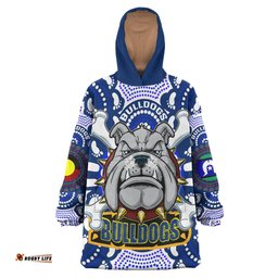 bulldogs rugby snug hoodie canterbury bankstown super berries aboriginal footprint oodie blanket
