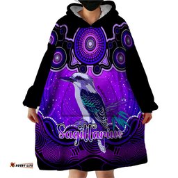 personalised australia sagittarius kookaburra zodiac wearable blanket hoodie auz astrology aboriginal purple
