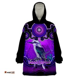 personalised australia sagittarius kookaburra zodiac wearable blanket hoodie auz astrology aboriginal purple