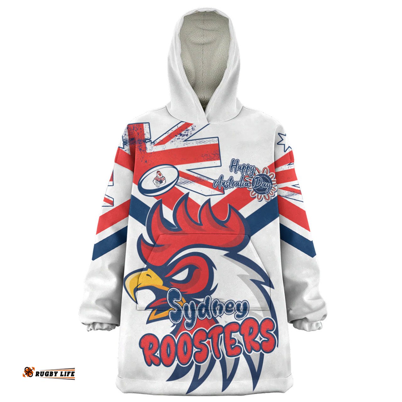 Sydney Roosters Snug Hoodie - Happy Australia Day We Are One And Free V2