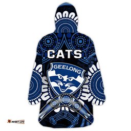 cats football wearable blanket hoodie boomerang indigenous dots